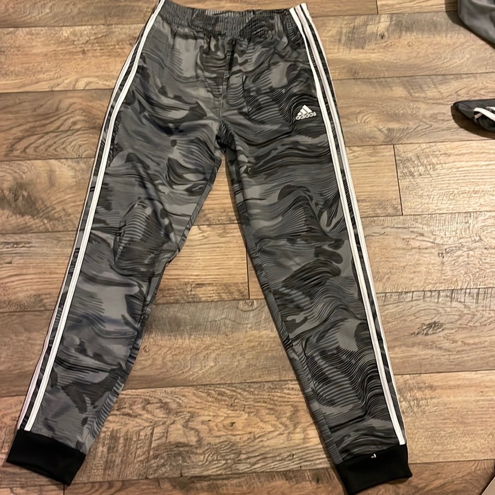 Black and Gray Adidas Track Pants